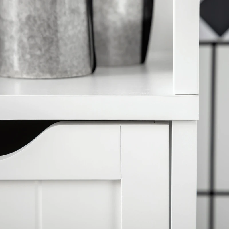 HOMCOM Narrow Floor Cabinet, Bathroom Cabinet with 3 Drawers and 2 Open Shelves, 30W x 30D x 141.6Hcm, White