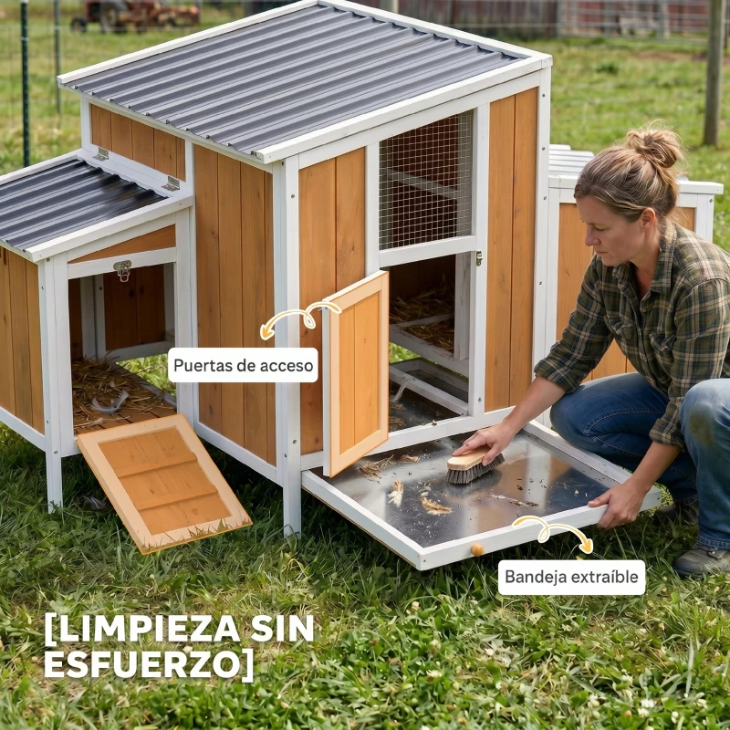 PawHut Gallinero para Exterior de Madera 145x90x92 cm para 2-4 Gallinas con Nido Casa Lateral Bandeja Extraíble Amarillo
