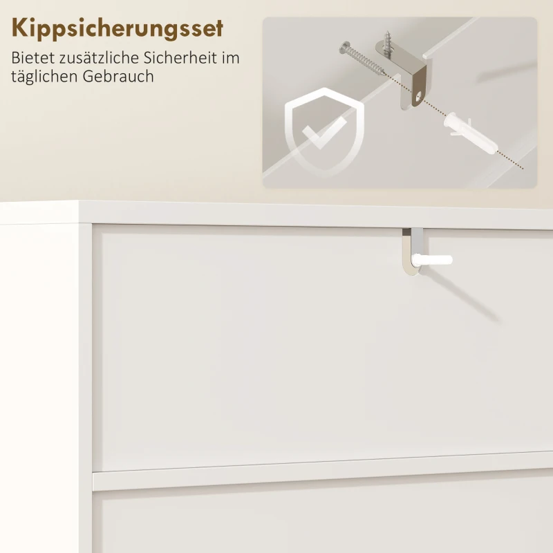 HOMCOM Badezimmerschrank, Kommode für Wohnräume, Soft-Close-Türen, 2 offene Regale, MDF, Weiß