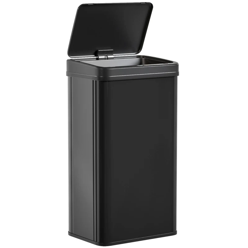HOMCOM 50L Sensor Bin with Soft-Close Lid, Stainless Steel Automatic Touchless Motion Sensor Kitchen Bin, Black