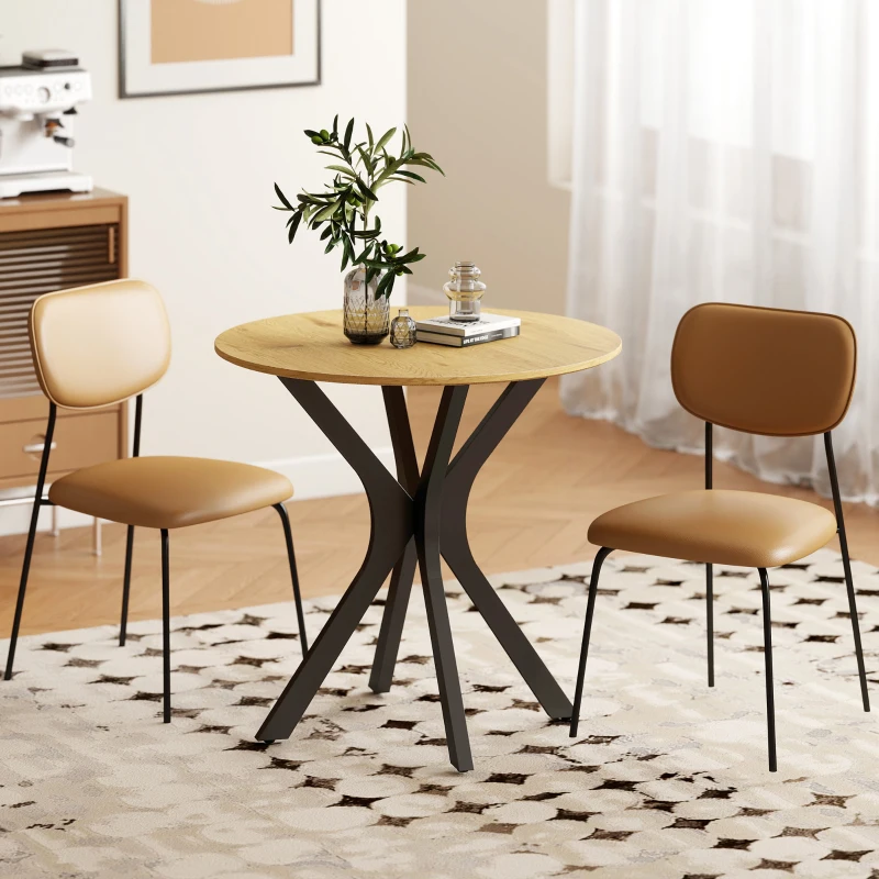 HOMCOM Esstisch Küchentisch Runder Tisch, Modernes Design, 78 cm x 78 cm x 75 cm, Naturholz