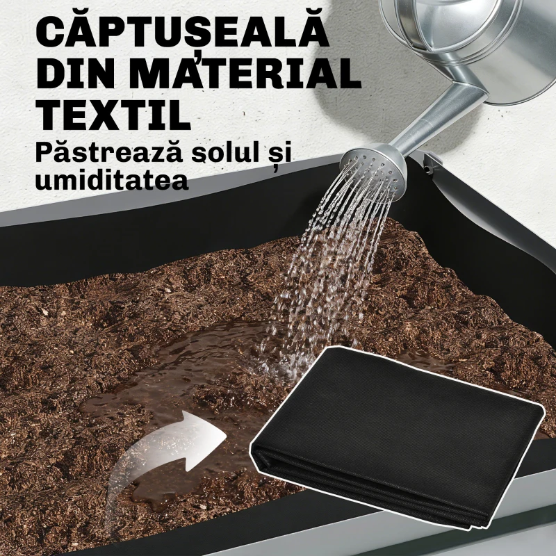 Outsunny Jardinieră Ridicată cu Raft de Depozitare, 150L, Oțel Galvanizat, Înălțime 80 cm, pentru Grădină sau Terasă