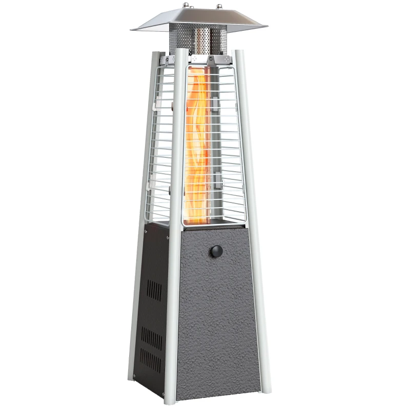 Outsunny Estufa de Gas Butano Portátil 3000W con Temperatura Ajustable Sistema Antivuelco y Ignición por Presión Plata y Bronce
