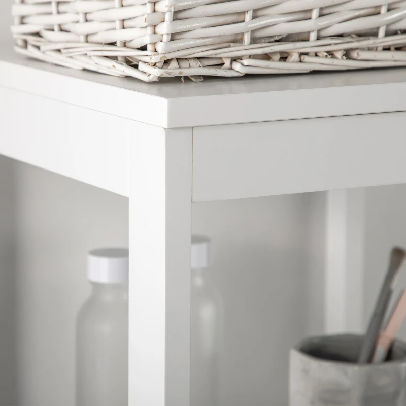 HOMCOM Narrow Floor Cabinet, Bathroom Cabinet with 3 Drawers and 2 Open Shelves, 30W x 30D x 141.6Hcm, White