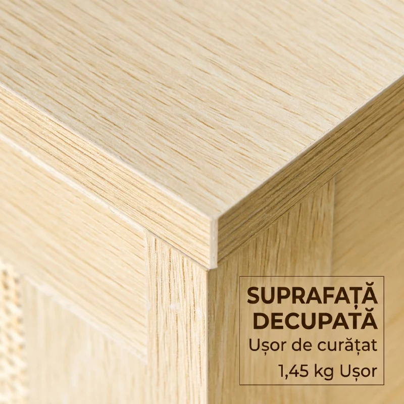 HOMCOM Noptieră Modernă cu Sertar și Raft Inferior pentru Depozitare, din MDF, 40x40x48 cm, culoare Lemn