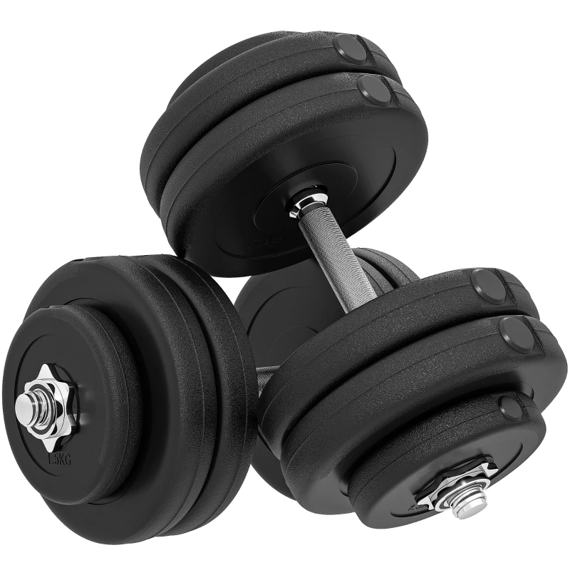HOMCOM Set Manubri Palestra 50kg (8x5kg, 4x1.5kg), Pesi Palestra con 12 Dischi da 1.5kg, 5kg, Փ25mm, per Allenamento a Casa