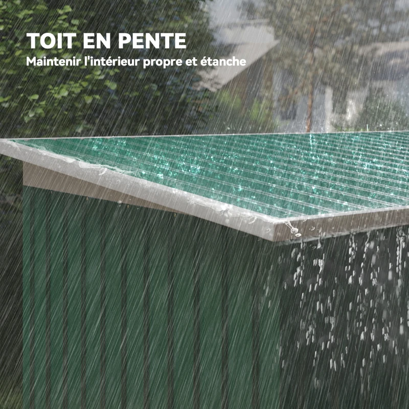 Outsunny Abri de jardin 3,6 m² 280 x 130 x 172 cm kit de fondation porte coulissante ventilations acier galvanisé vert foncé