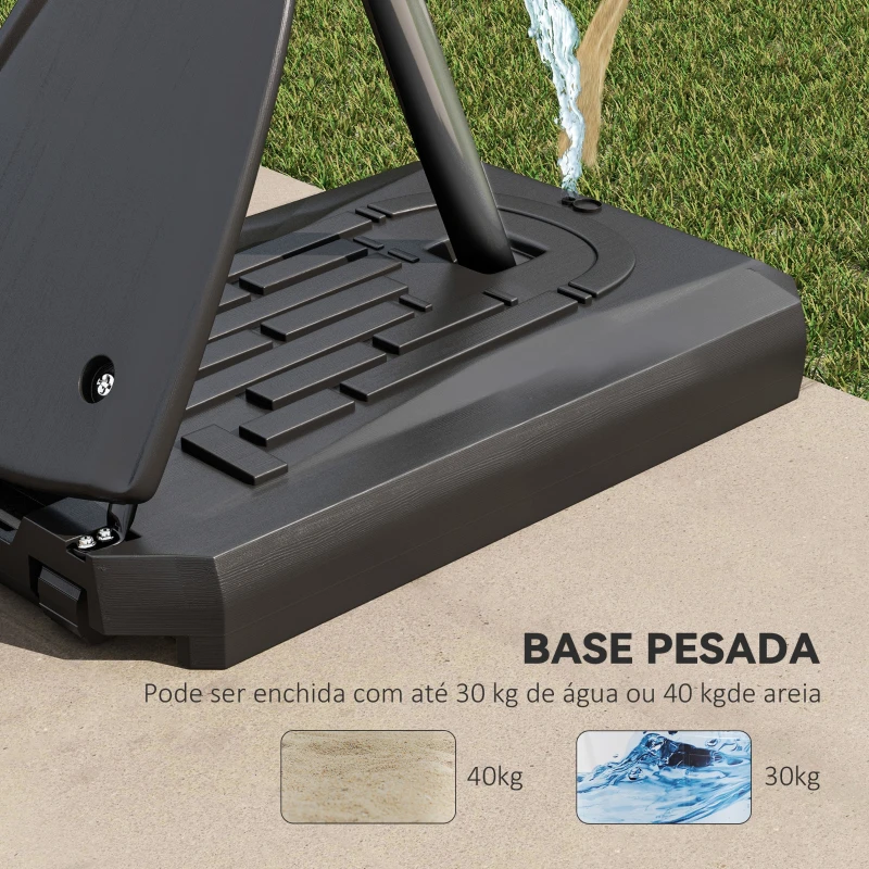 SPORTNOW Cesta de Basquetebol Ajustável 236-293 cm com Rodas Painel de PC Base Recarregável para Exterior Preto