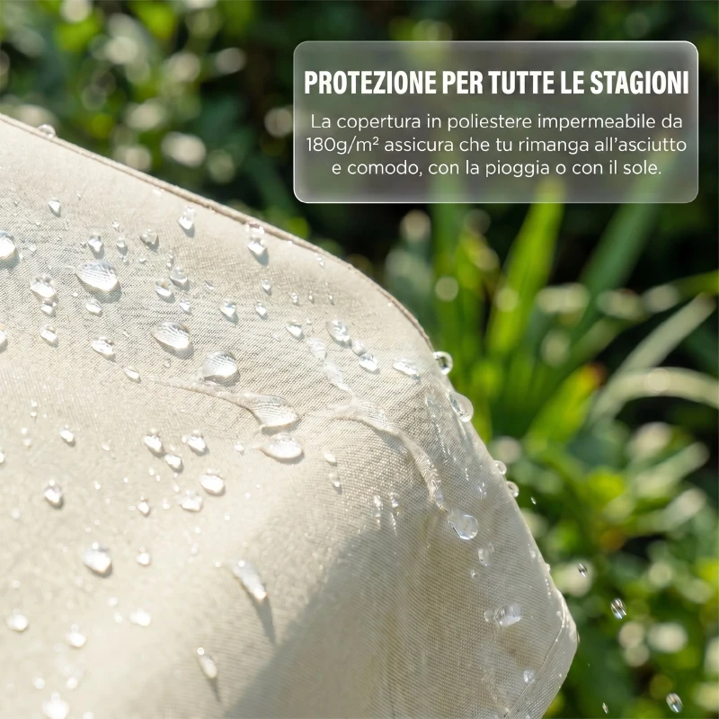 Outsunny Dondolo da Giardino Stile Classico Legno Massello di Pino Conforme alle Norme di FS Tettuccio Parasole in Tessuto di Poliestere con Rivestimento di PA 162x130x185cm 240kg