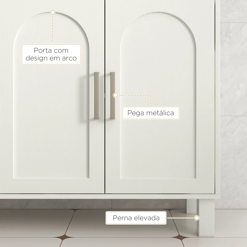 HOMCOM Móvel para Lavatório Suspenso Móvel para Casa de Banho Moderno com 2 Portas e Prateleiras Ajustáveis 90x30x63 cm Creme