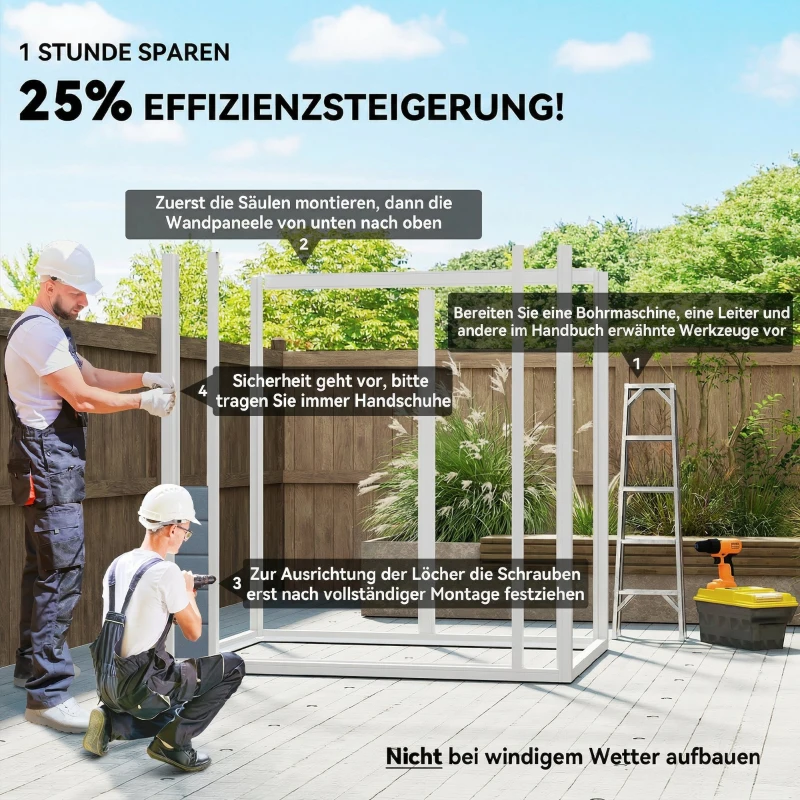 Outsunny Căsuță de Grădină cu Fereastră și Uși Duble din PP și Aluminiu, 183x134x210 cm, Gri(m-4)