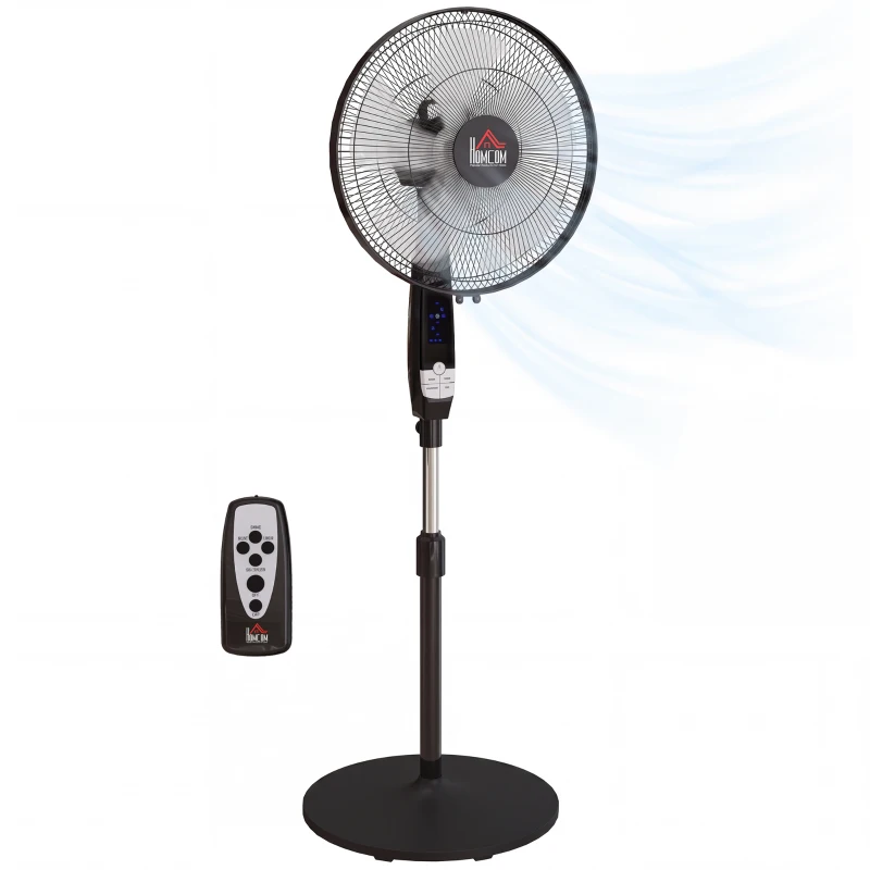 HOMCOM 40 cm Pedestal Standing Floor Fan, Oscillation Cooling Fan with Remote Control, Black