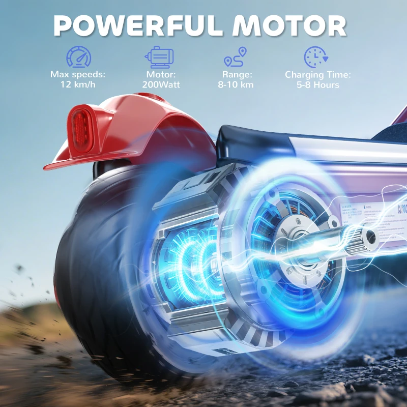 AIYAPLAY Electric Scooter for Kids Aged 6-14 Years, with Colourful Lights, Red