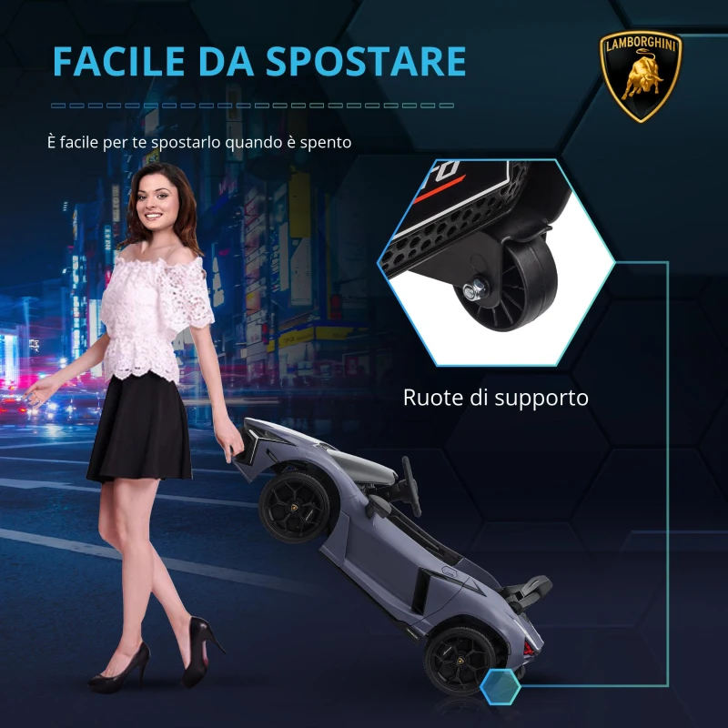 AIYAPLAY Auto Elettrica per Bambini da 3-5 Anni, Guida Dolce, Telecomando, Clacson, Plastica e Metallo, Grigio