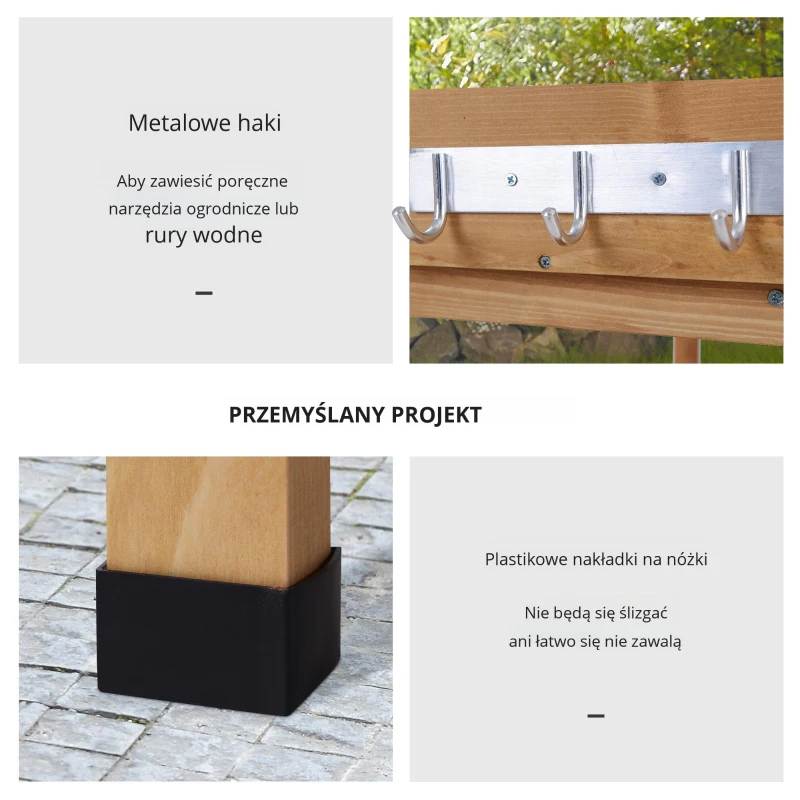 Outsunny stół do roślin stół ogrodniczy stół do kwiatów z metalową powierzchnią roboczą ogród