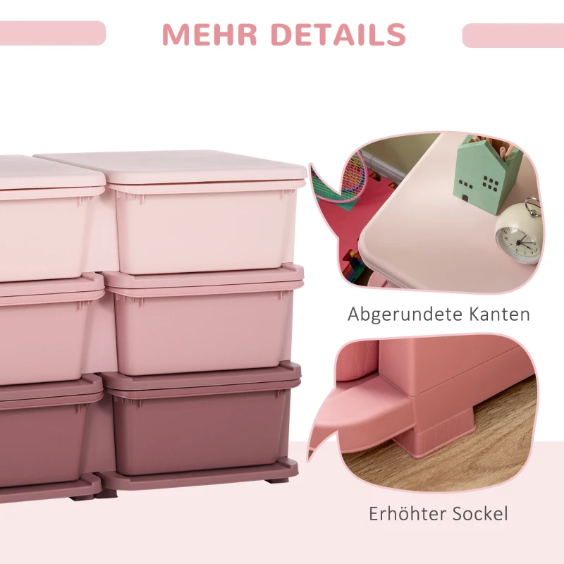 HOMCOM Aufbewahrungsbox für Kinder, Kinder-Aufbewahrungsbox, 3 Schubladen, Rosa