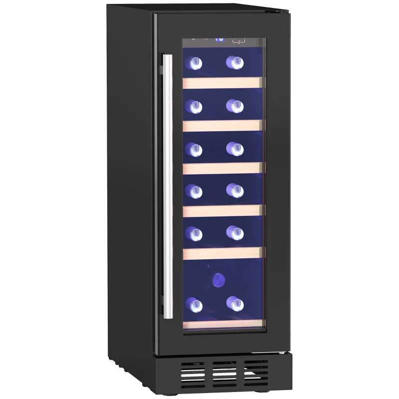 HOMCOM 19 Bottle 5-18℃ Wooden Rack Wine Fridge - Black