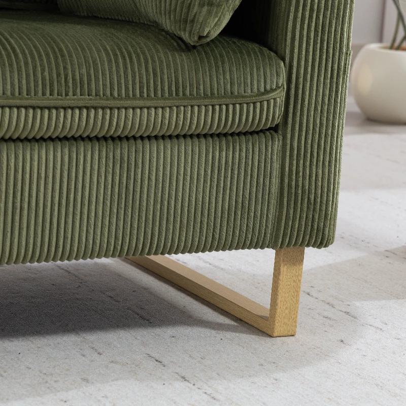 HOMCOM 2 Seater Sofa, 140 cm Loveseat Sofa with Spring Cushions, Metal Legs, 2 Pillows, Dark Green