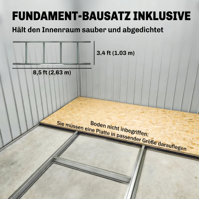 Outsunny Abri de jardin 5,4 m² 2,77 x 1,95 x 1,92 m kit de fondation porte coulissante ventilations acier galvanisé, vert clair