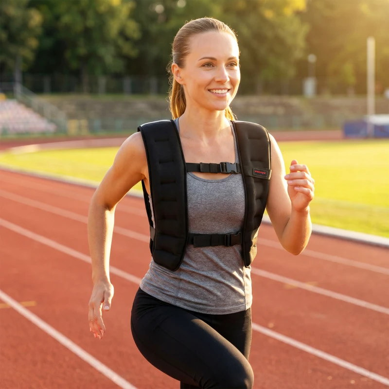 SPORTNOW Giubbotto Zavorrato 8 kg con Cinghie Regolabili e Strisce Riflettenti, in Neoprene e Sabbia, 43x33 cm, Nero