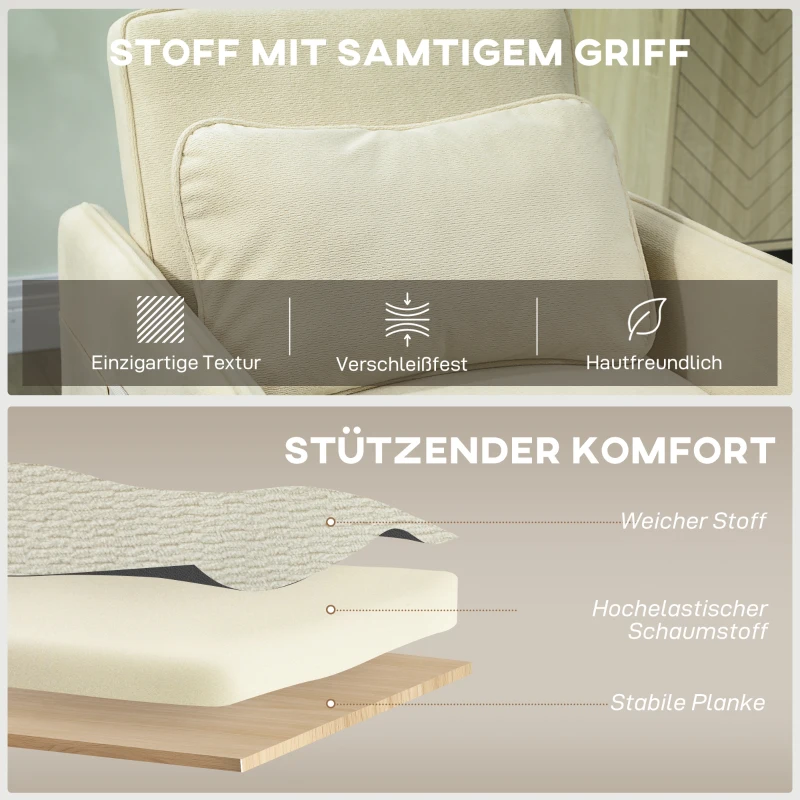 HOMCOM Schlafsessel 3 in 1 Umwandelbarer Sessel mit Bettfunktion, Breiter Sitzfläche für Wohnzimmer, Beige
