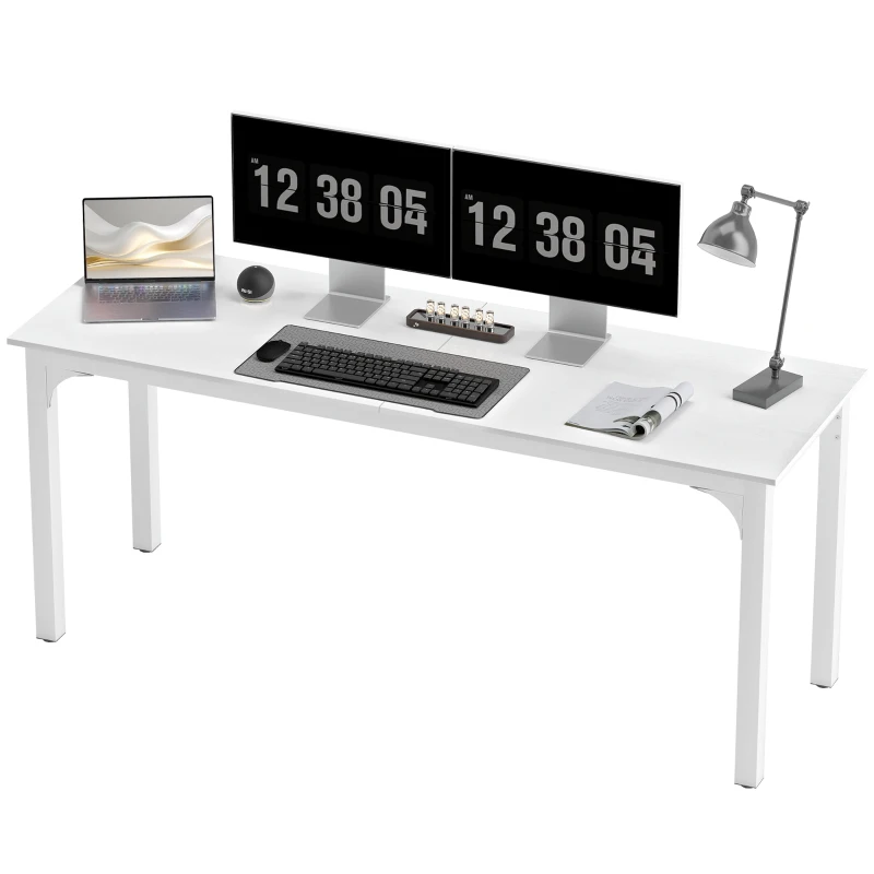 HOMCOM Escritorio, escritorio de ordenador 180 cm con gran tablero para 2 personas, para trabajo desde casa o estudio, blanco