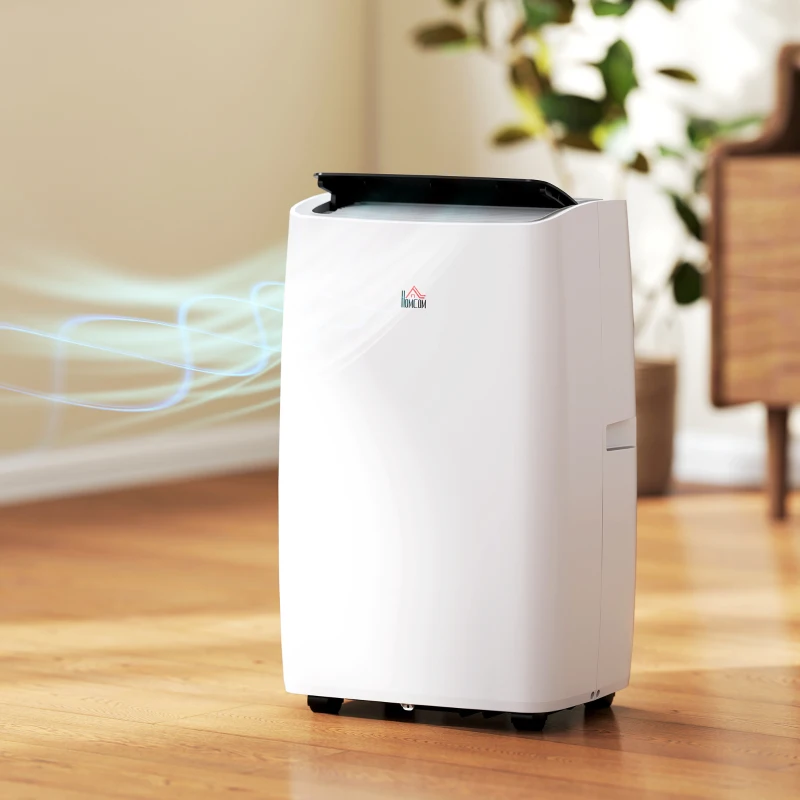 HOMCOM 4-in-1 Portable Air Conditioner 14000 BTU with Dehumidifier, Cooling, Fan, Sleep Mode, Cream