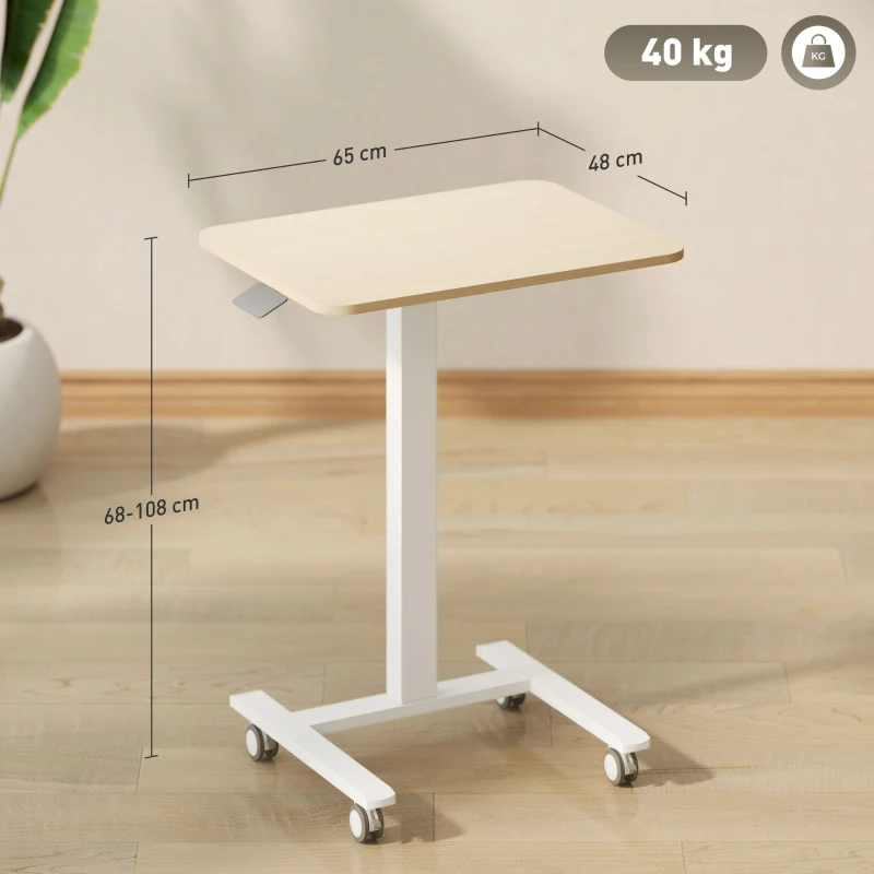 Vinsetto Sta-bureau, laptoptafel, in hoogte verstelbaar, 4 wielen, 65 cm x 48 cm x 108 cm, Geel