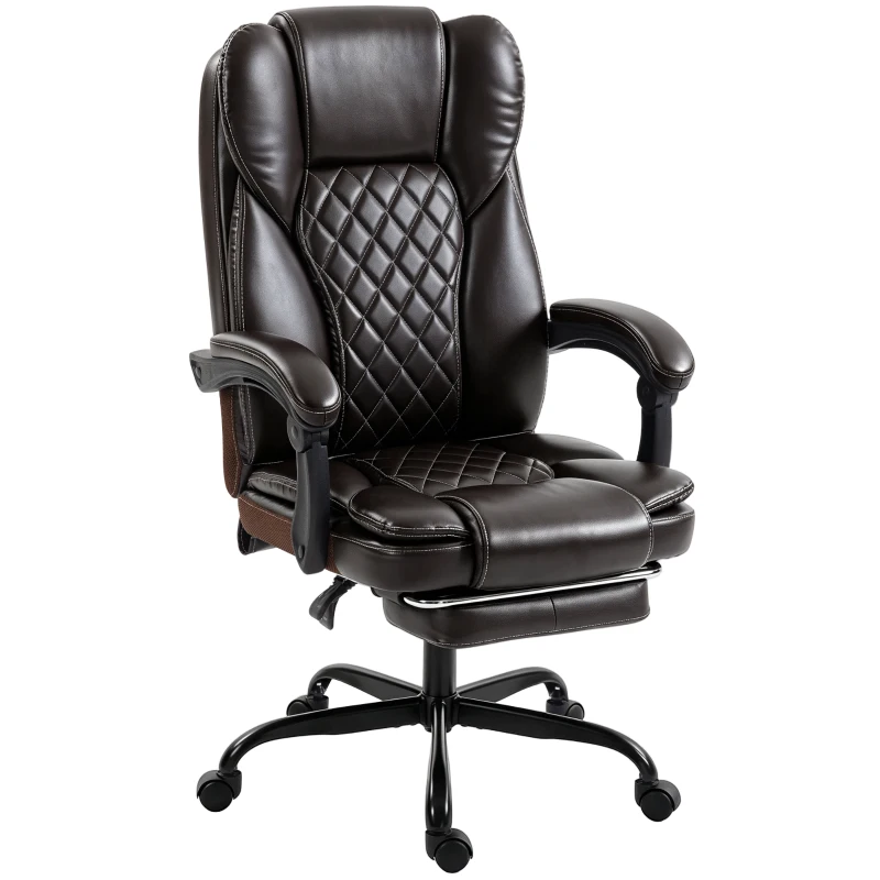 HOMCOM Executive Home Office Chair Reclining Function Footrest Computer Desk Chair High Back, Brown