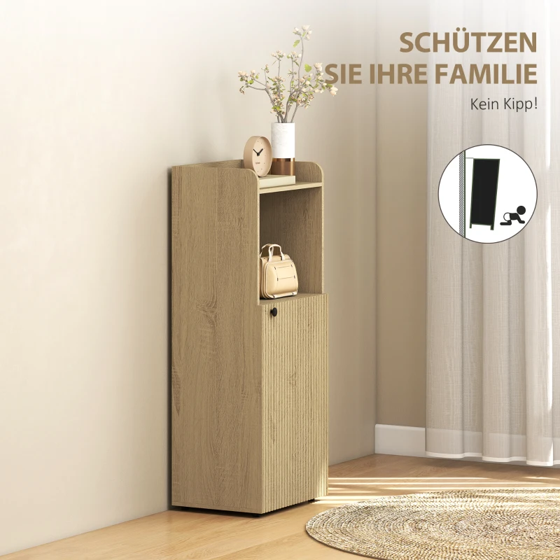 HOMCOM Badezimmerschrank Nischenschrank mit Schrank, offen Regal, verstellbar Regal, Badschrank, 40 x 31 x 104 cm, Gelbeiche