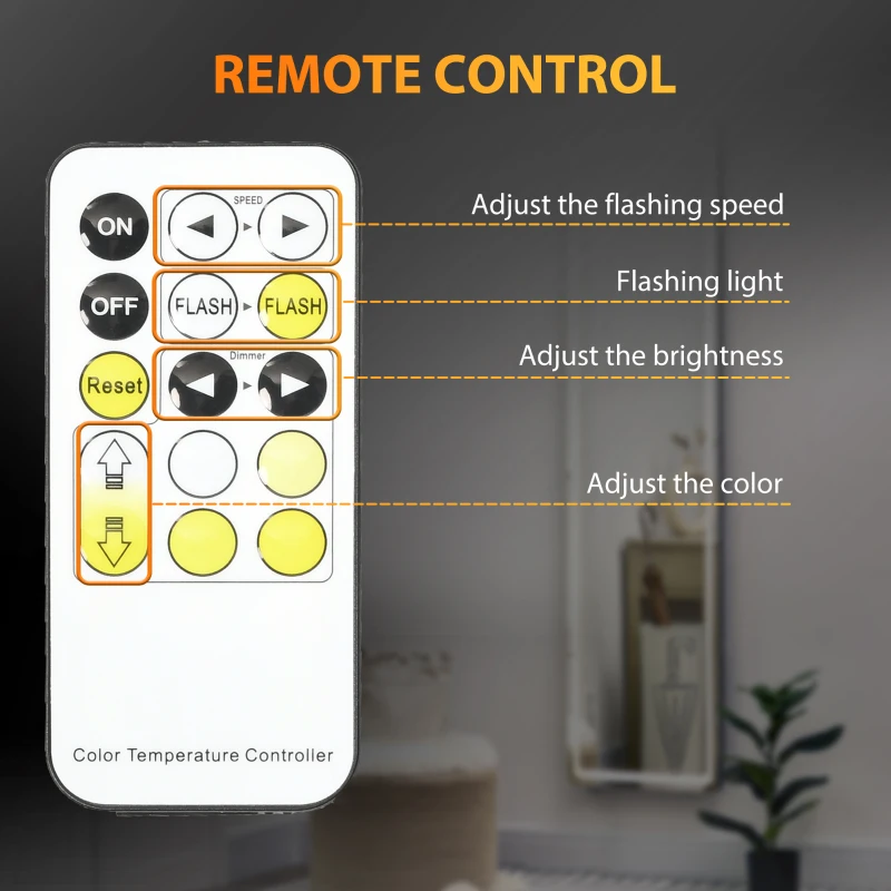 HOMCOM Specchio da Terra e da Parete con Luce LED Regolabile e Telecomando, 40x37x156.5cm