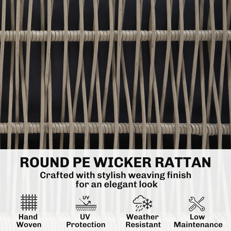 Outsunny 4 Piece Rattan Garden Furniture Set with Loveseat, Armchairs, Wood Table, Wicker Patio Conversation Set, Grey