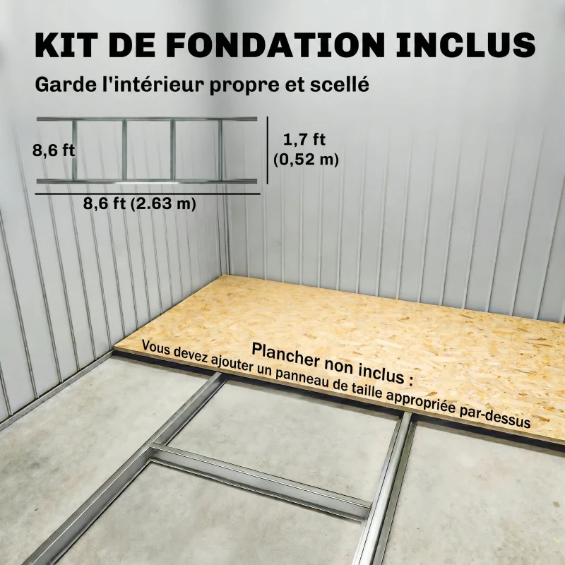Outsunny Abri de jardin en acier galvanisé XXL 3,6 m² avec kit de fondation 280 x 130 x 172 cm, cabane de jardin cabanon rangement outils avec portes coulissantes verrouillables aérations, noir(m-6)
