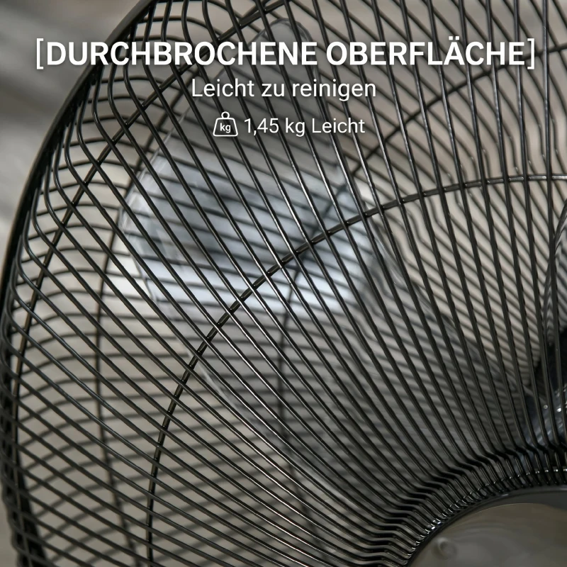 HOMCOM, Ventilator de Podea, Cu Telecomandă, Metal, Plastic,44,5 x 44,5 x 124 cm, Negru
