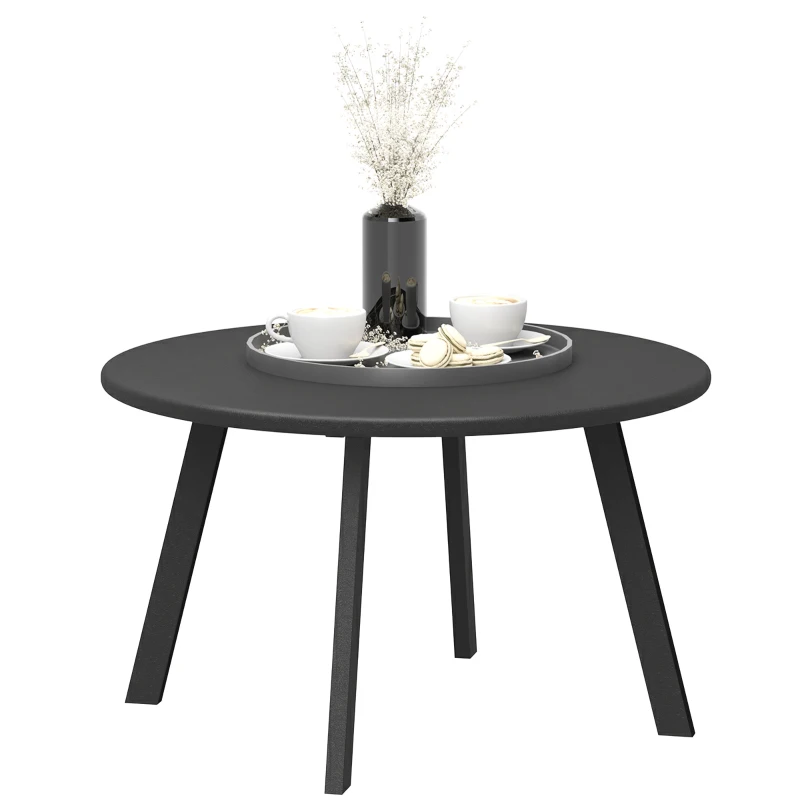 Outsunny Masă de Grădină Rotundă, Stil Industrial, cu Picioare Antialunecare, din Metal, Ø70x42 cm, Negru