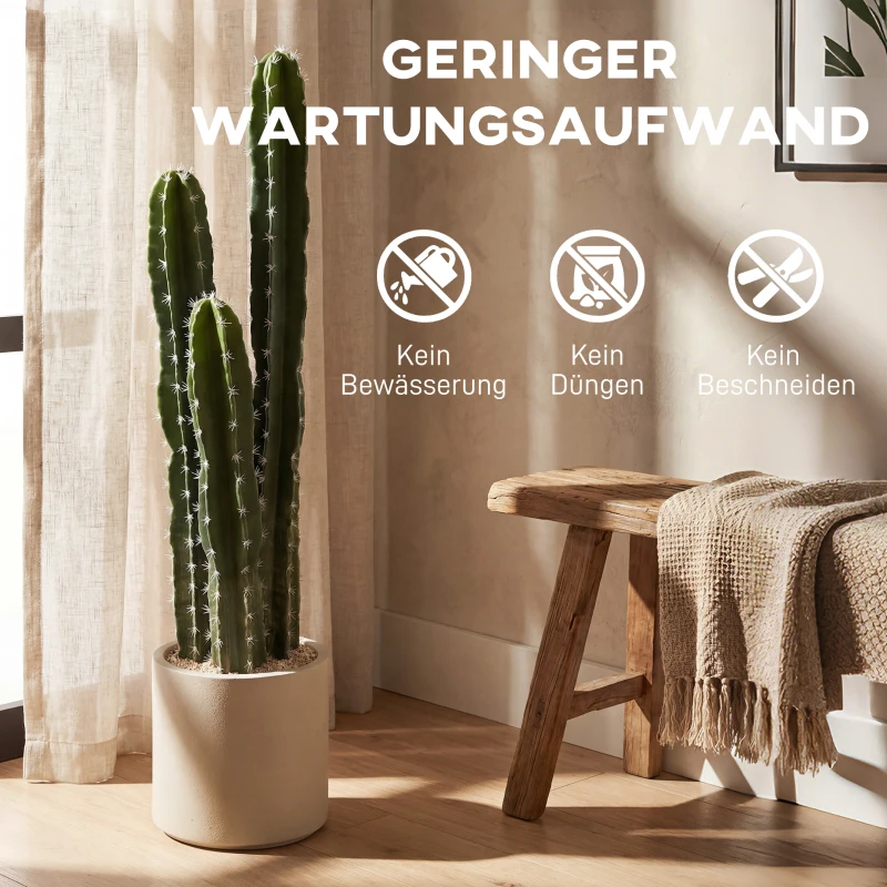 HOMCOM Kunstpflanze Kaktus Pflanzen groß 95 cm mit Topf wie echt für Zuhause, Büro, Grün