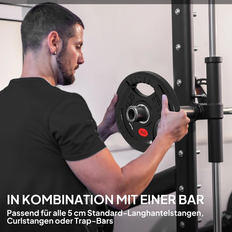 SPORTNOW 2er-Set Hantelgewichte, 2 x 5 kg Gewichte, Hantelscheiben-Set für 5 cm Hantelstange, Ø 50 mm Bohrung, Schwarz