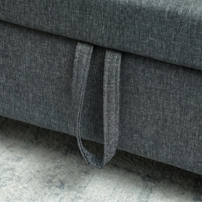 HOMCOM Sofá 2 Lugares Estofado em Linho Sintético com 2 Almofadas Espaço de Armazenamento Bolsos Laterais 135x71x84 cm Cinza Escuro
