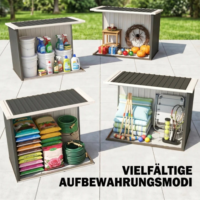 Outsunny Abri de Jardin - cabane de jardin 1,09 m² - cabanon rangement outils 2 Portes verrouillables - dim. 147L x 86l x 134H cm - tôle d'acier Noir Blanc