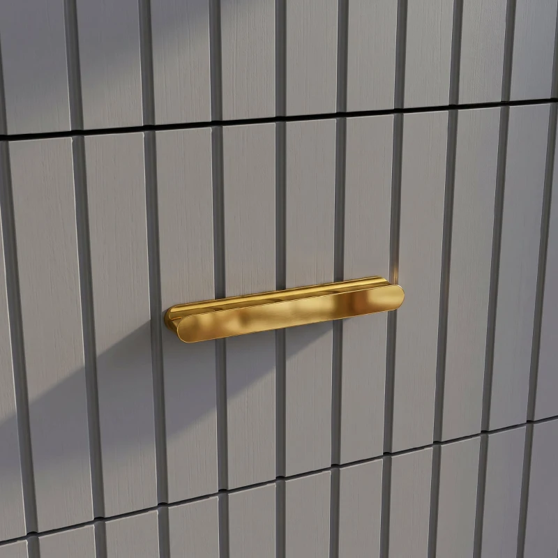 HOMCOM Comodă modernă cu 4 sertare din lemn și aluminiu, 60x40x90 cm, auriu și gri închis