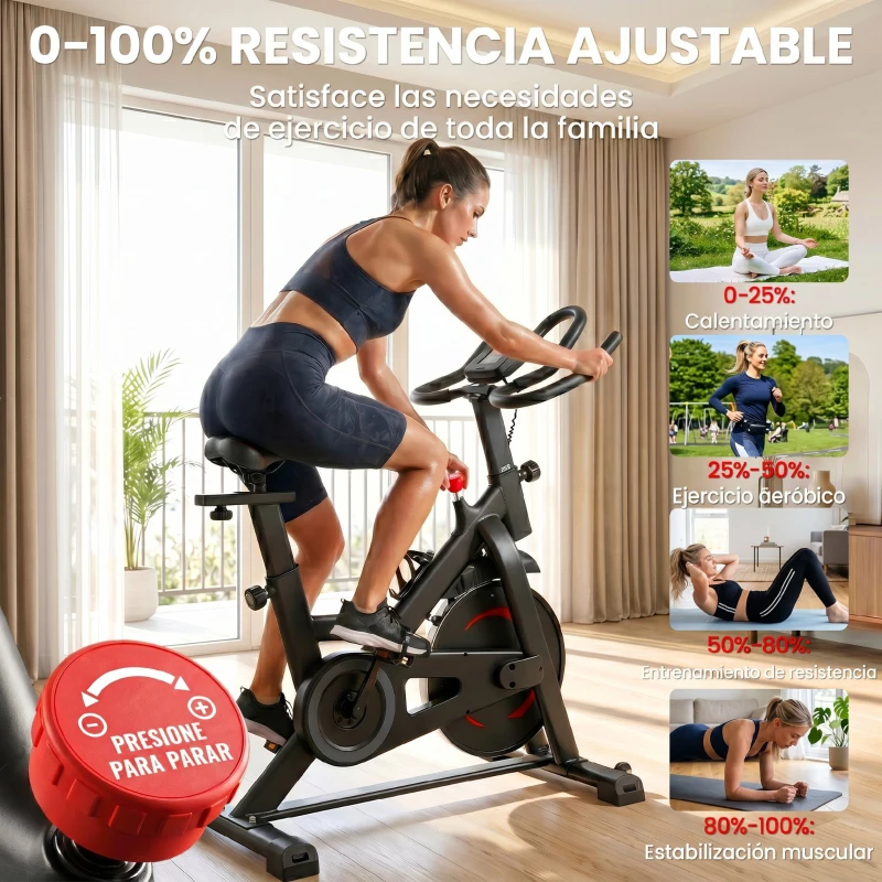 SPORTNOW Bicicleta Estática en Casa con App Resistencia Magnética Regulable Pantalla LCD Asiento y Manillar Ajustables Ruedas