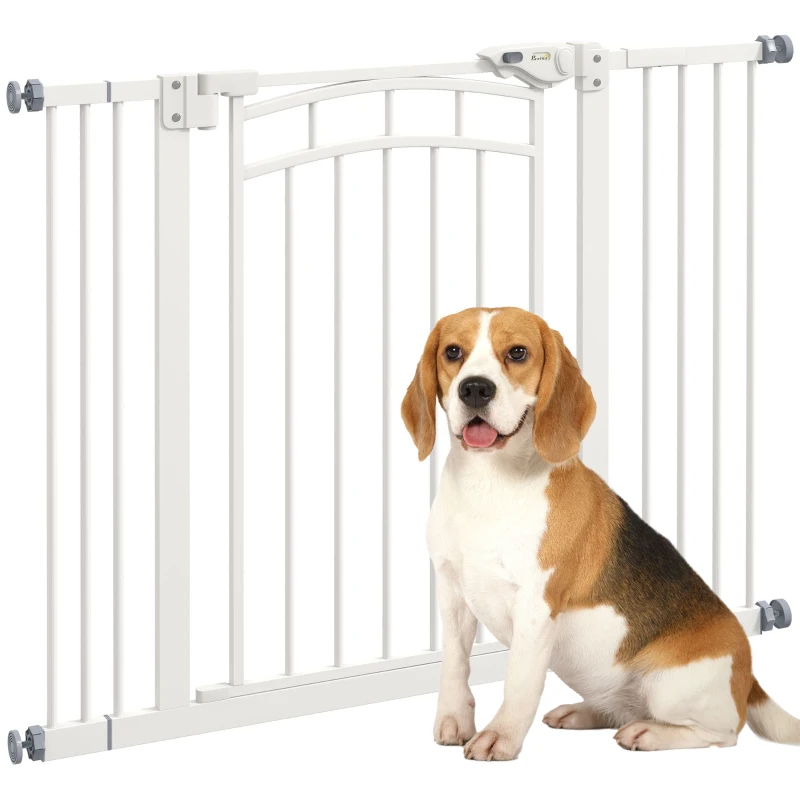 PawHut Hondentraphek, automatisch sluiten, eenvoudige bediening, 100 cm x 4 cm x 76 cm, Wit
