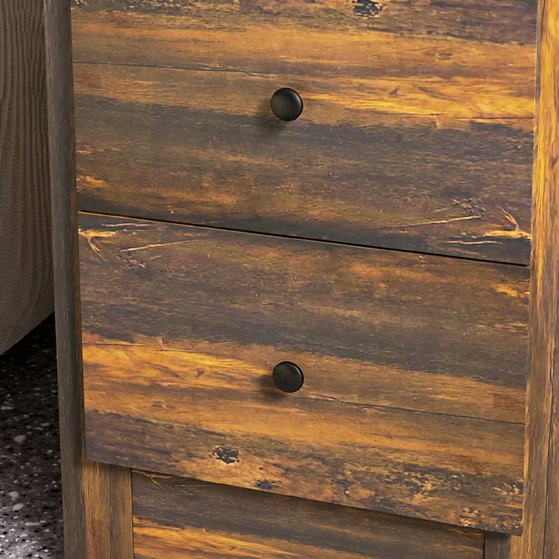HOMCOM Noptieră cu 3 sertare în stil rustic din lemn, 40x30x74 cm, maro
