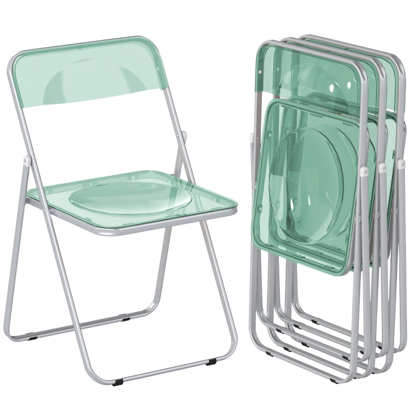 HOMCOM Set aus 4 Klappstühlen aus Acryl, transparente Stühle, Grün