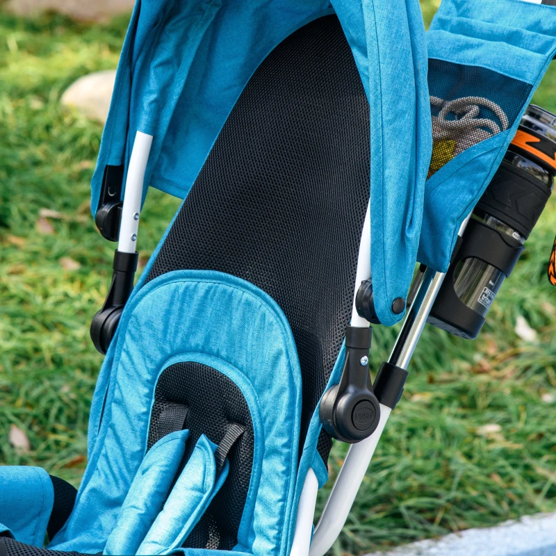 HOMCOM 6 in 1 Kids Trike with Parent Handle, Canopy, 5-point Seat Belt, Storage, Footrest, Brake, for 1-5 Years, Blue