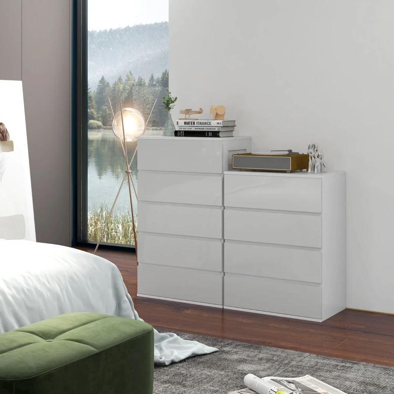 HOMCOM Commode 4 tiroirs meuble de rangement sans poignées design minimaliste 60 x 40 x 80 cm blanc