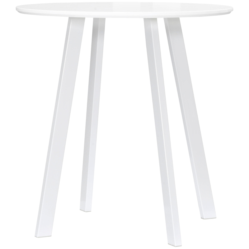 HOMCOM eettafel, keukentafel, voor 2 personen, hoogglanzend oppervlak, met tafelpoten, wit, 72 x 72 x 75 cm