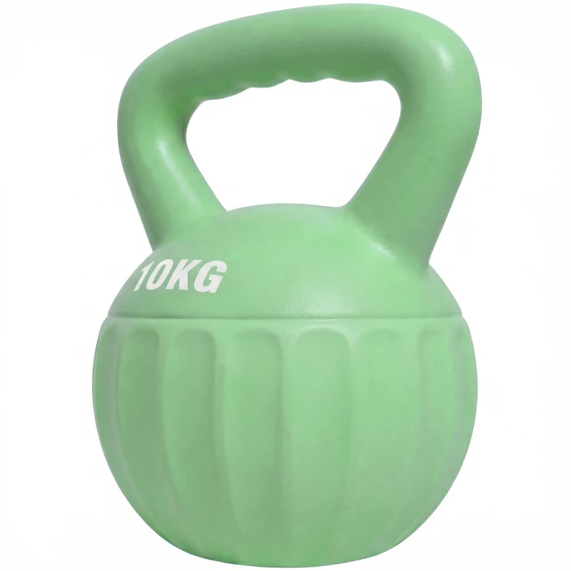 SPORTNOW Kettlebell Kugelhantel 6 kg Gewicht-Hantel mit Sand befüllt für Anfänger Zuhause Krafttraining 21 x 21 x 27 cm Grün