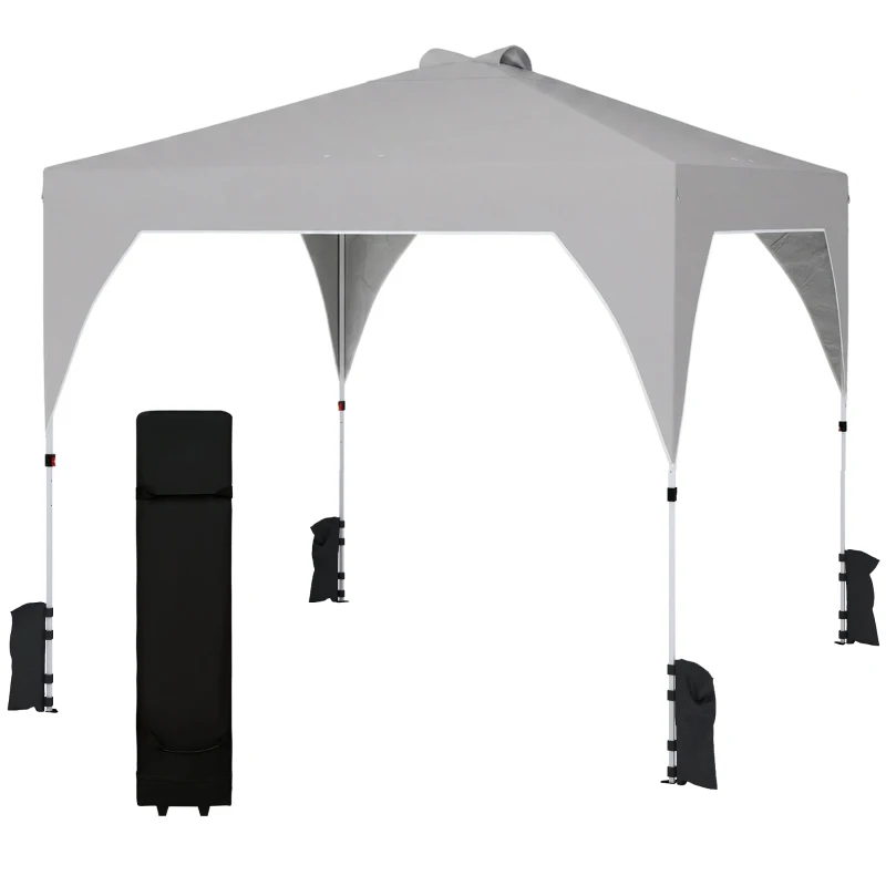 Outsunny Gazebo Pieghevole 3x3 m con Prese d'Aria, Sacchi di Sabbia e Borsa, in Tessuto Oxford e Metallo, Grigio Scuro