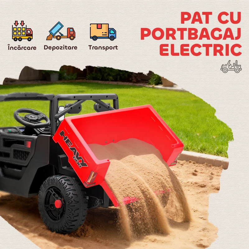 AIYAPLAY Mașină Electrică Copii 12V cu Telecomandă, Suspensii, Portbagaj și Muzică, Vârstă 3-8 Ani, Roșu